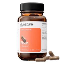 Eisen (14 mg) + Vitamin C (40 mg) – bioaktiv, vegan | 56 Kapseln in Glasflasche