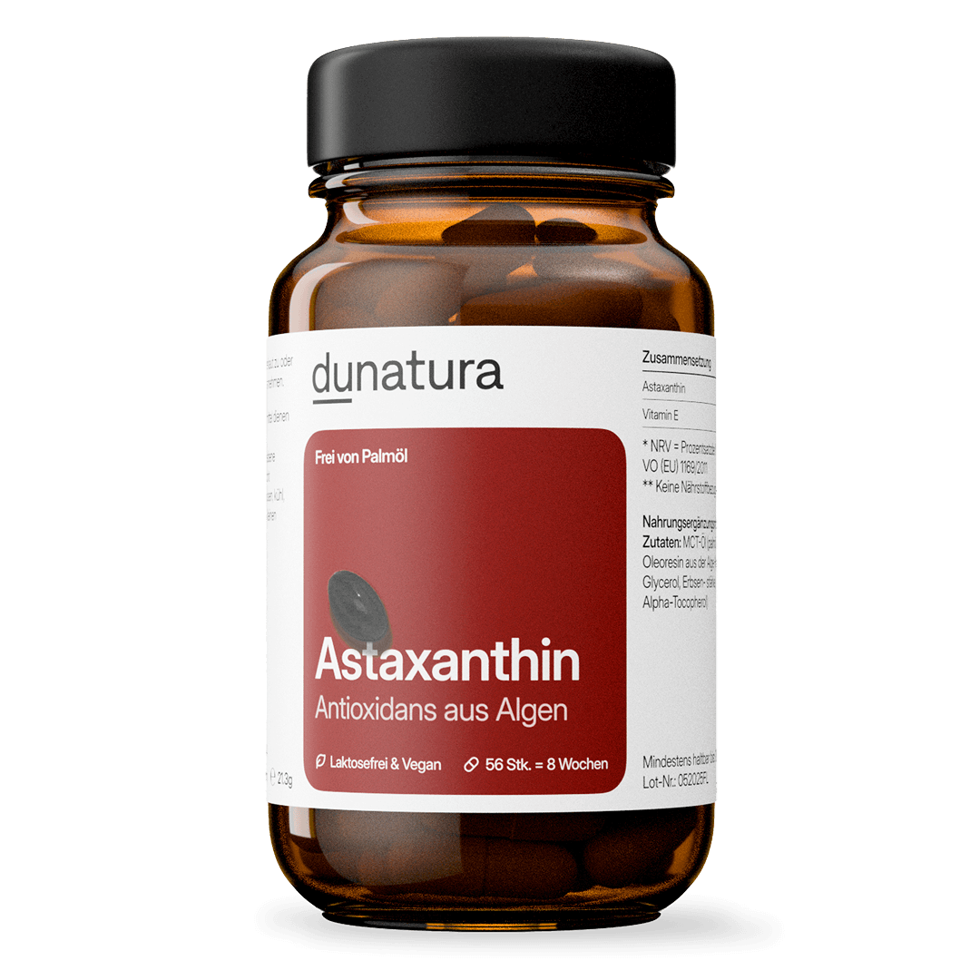 Astaxanthin (8 mg) – aus Mikroalgen, vegan & ohne Zusatzstoffe | 56 Kapseln in Glasflasche