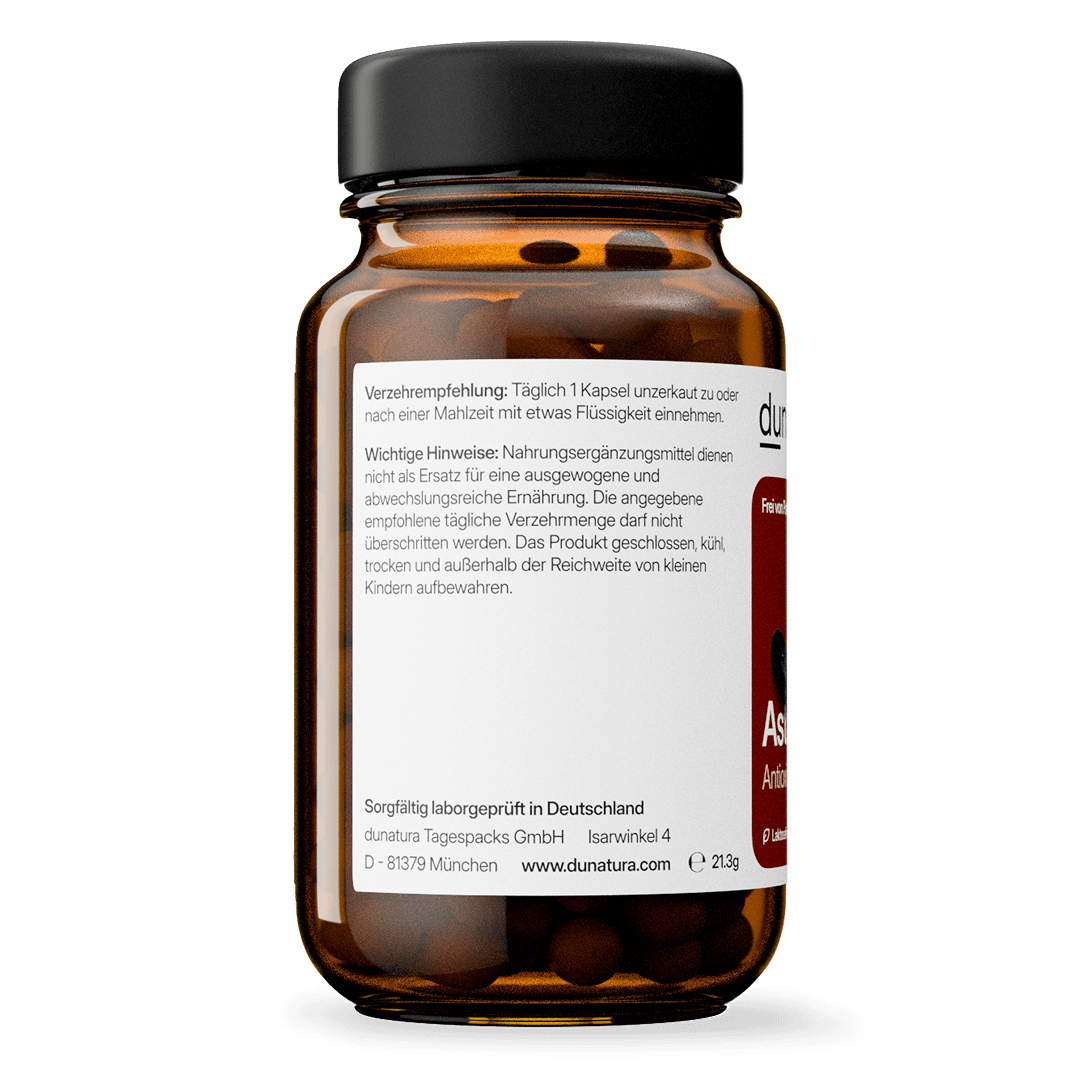 Astaxanthin (8 mg) – aus Mikroalgen, vegan & ohne Zusatzstoffe | 56 Kapseln in Glasflasche