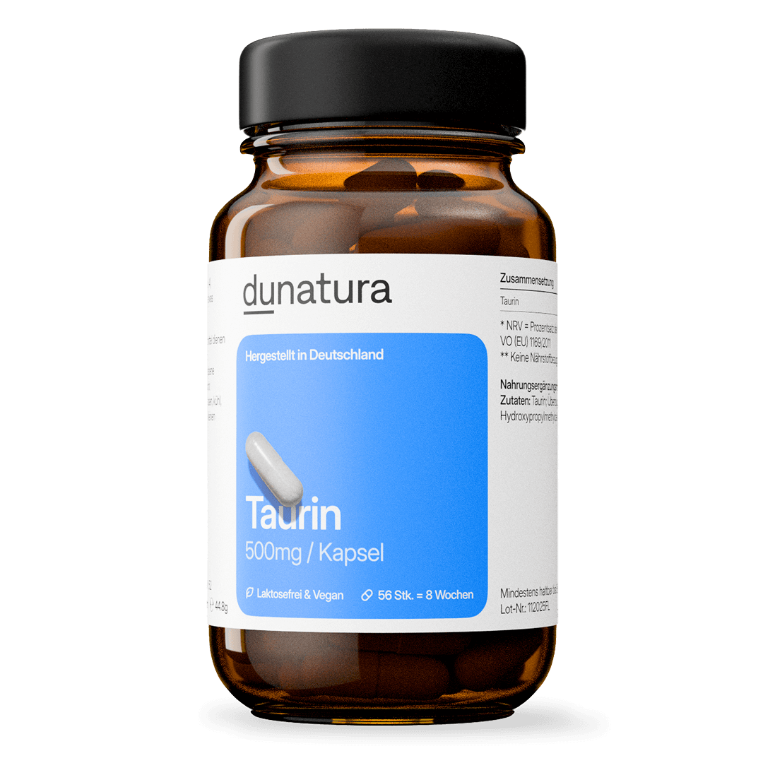 Taurin (500mg) – vegan & ohne Zusatzstoffe | 56 Kapseln in Glasflasche
