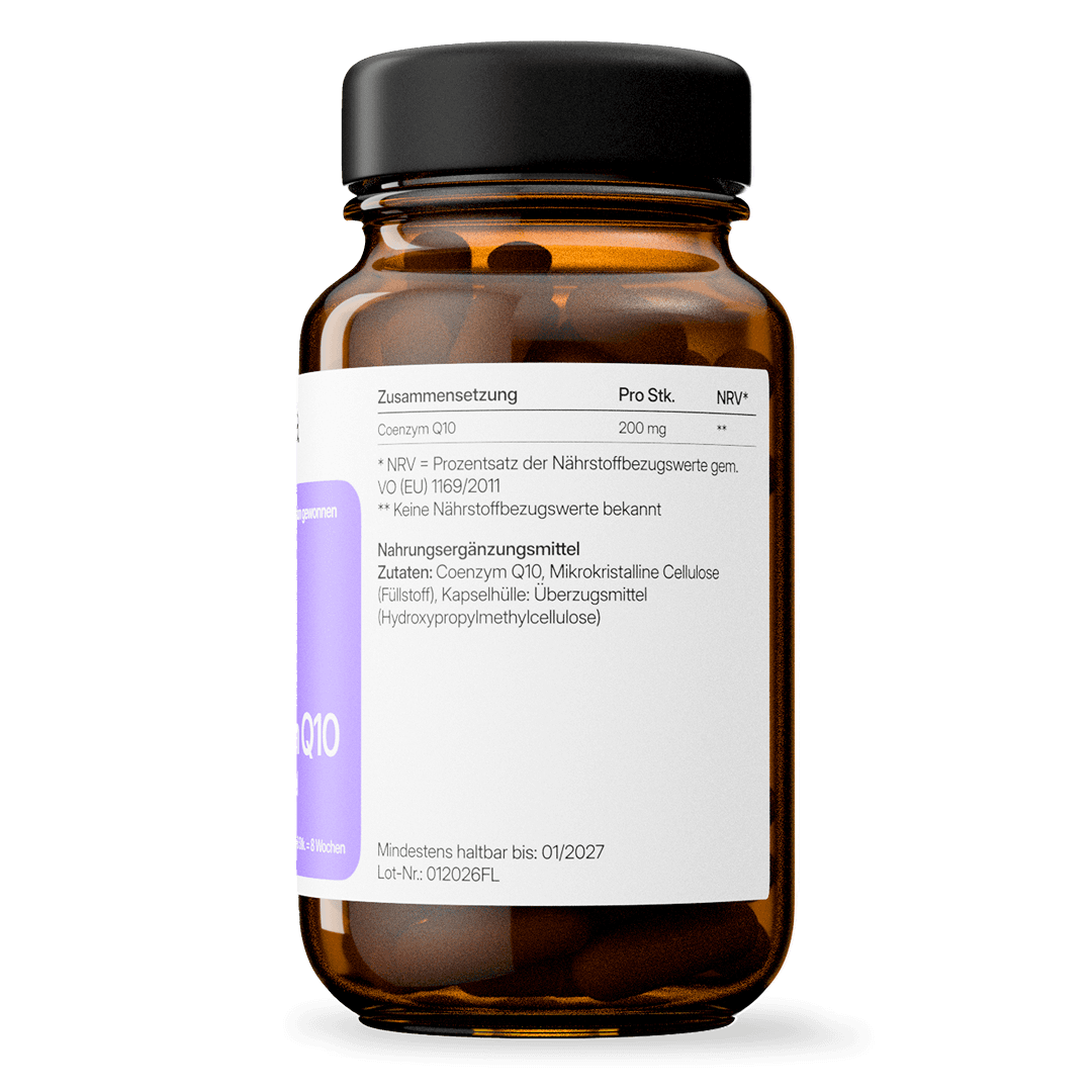 Coenzym Q10 (200 mg) – fermentativ gewonnen, vegan | 56 Kapseln in Glasflasche