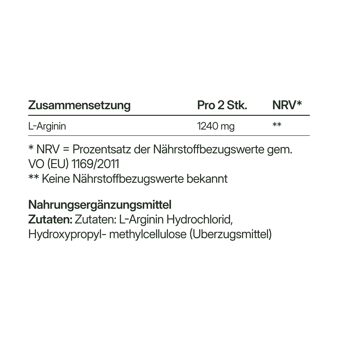 L-Arginin (620 mg) – fermentativ gewonnen, vegan | 56 Kapseln in Glasflasche