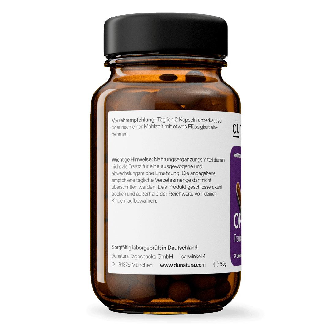 OPC (148 mg aus Traubenkernextrakt) – vegan | 112 Kapseln in Glasflasche