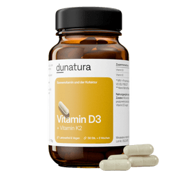 Vitamin D3 (1000 I.E.) + K2 (70 μg MK-7) | 56 Kapseln in Glasflasche